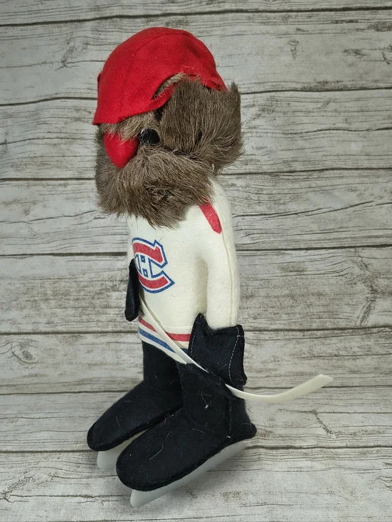 Vintage Montreal Canadiens Hockey Fufel Stand Up Felt Plush Bearded w Skates 16" - Picture 4 of 9